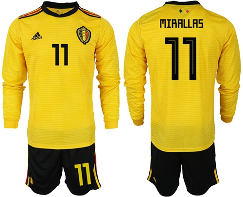 Belgium #11 Mirallas Away Long Sleeves Soccer Country Jersey